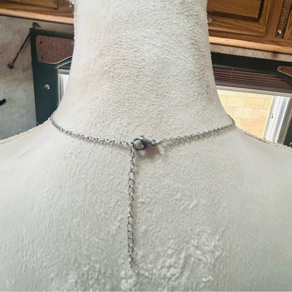 Handcrafted repurpose pink stone chandelier pendant on chain necklace